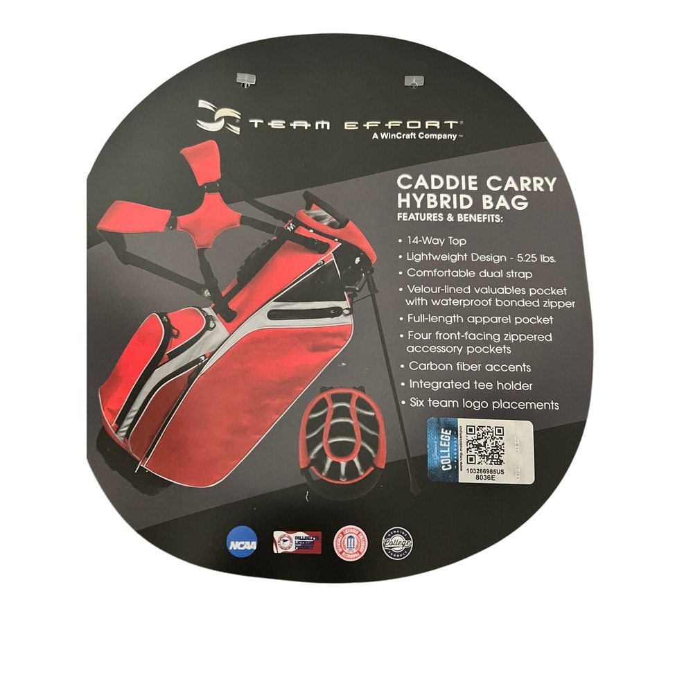Team Effort Georgia Bulldogs Caddie Carry Hybrid Golf Bag 14-Way Black Red NEW - Picture 7 of 10